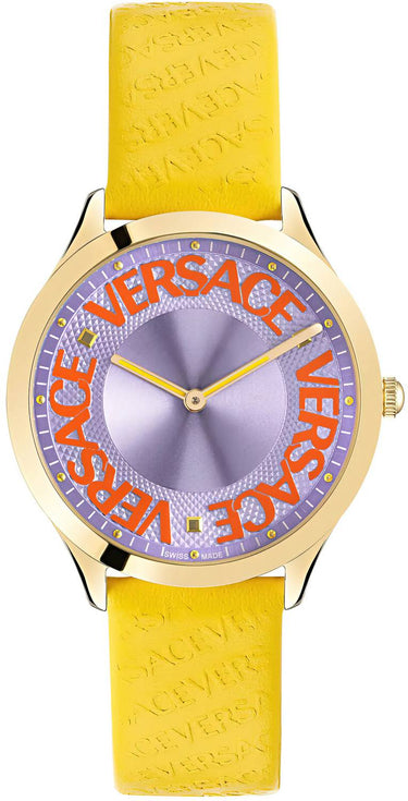 Versce Damen Armbanduhr 38 mm LOGO HALO gelbes und extra Melanese Armband VE2O00822